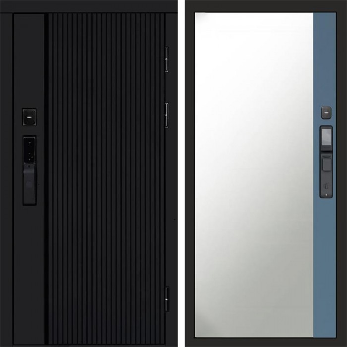 Входная дверь Smart (Смарт) Твист Блэк (Black) Зеркало фацет Grey софт