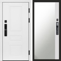 Входная дверь Smart (Смарт) Орегон White Зеркало фацет Белый софт