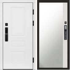 Входная дверь Smart (Смарт) Орегон White Зеркало фацет Белый софт