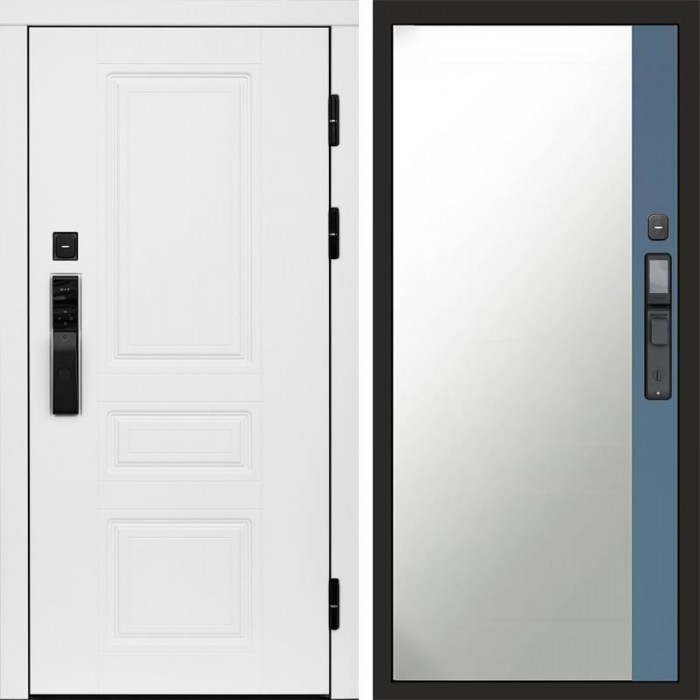 Входная дверь Smart (Смарт) Орегон White Зеркало фацет Grey софт