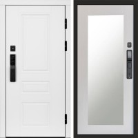 Входная дверь Smart (Смарт) Орегон White Зеркало Триумф лиственница белая